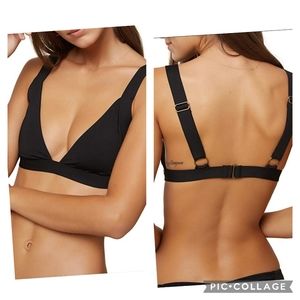 O'Neill Women's Black Solid Banded Bikini Top Swimwear Size Medium